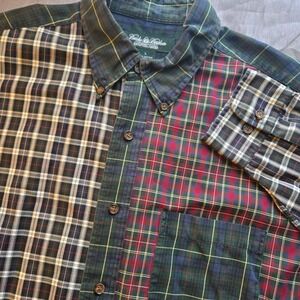 Brooks Brothers Country Club Plaid Patchwork Button Down Shirt Mens L 100 Cotton